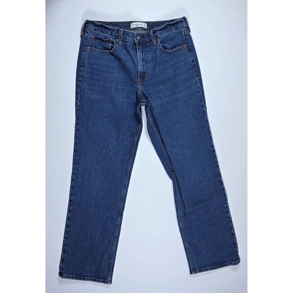 Abercrombie & Fitch The Straight Mid Rise Jeans Dark Wash Blue 29 8s